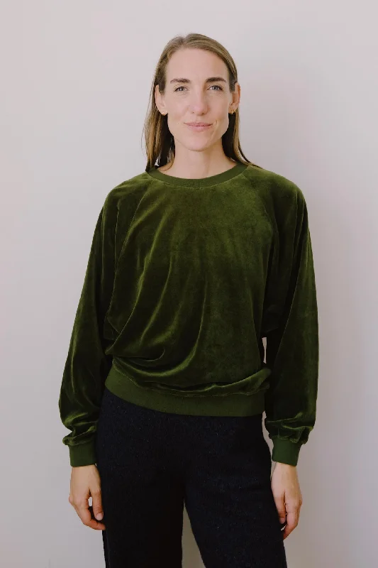 velvet sweatshirt - raglan - green garde