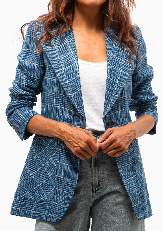 Patch Pocket Birkin Blazer | Indigo Glen Check