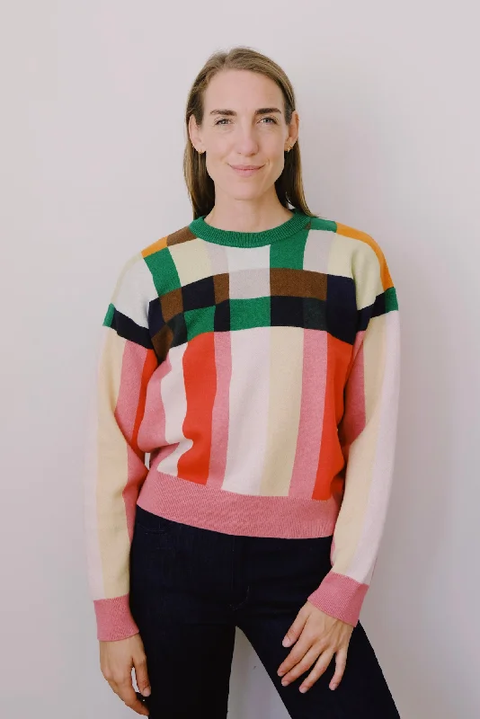 knitted sweater - phylis grid Cool Women's Distressed