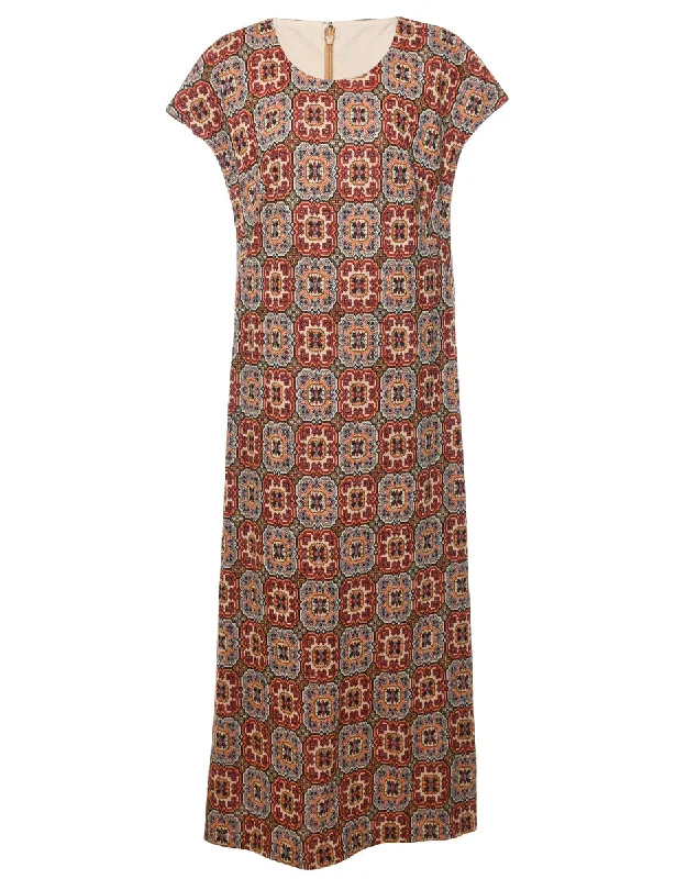 1970s Patterned Maxi Dress - M Cashmere