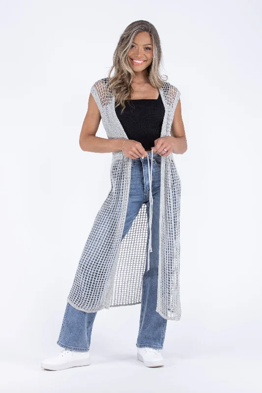 Flying Free Women's Boho Open Knit Sleeveless Cardigan Elegant Women's Formal 