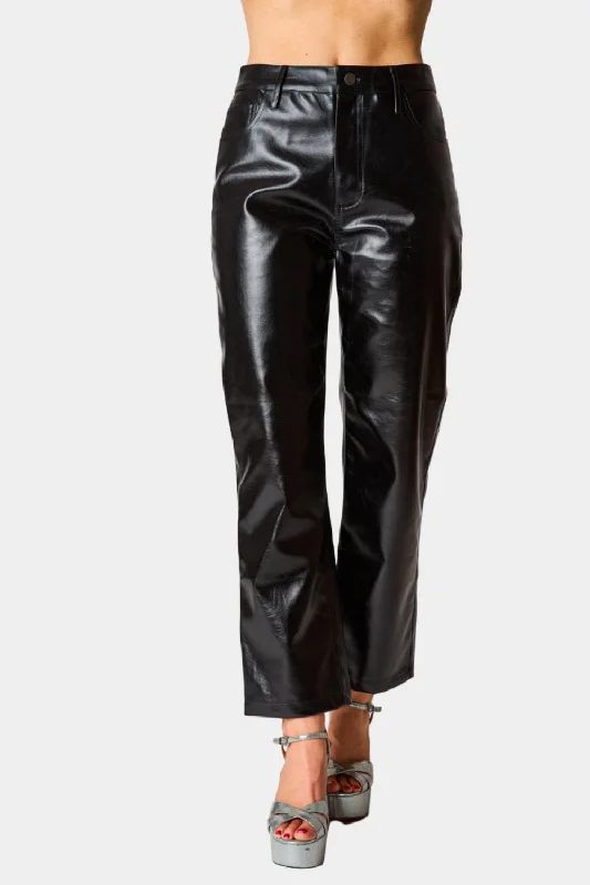 Travolta High-Rise Metallic Pants - Onyx Confident Women's Power