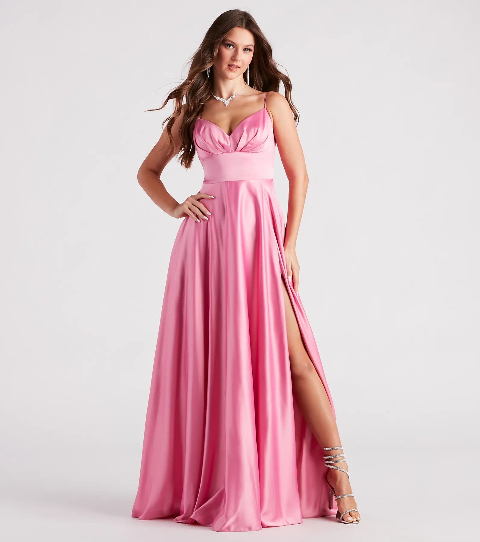 Gillian Formal Satin A-Line Dress Cool Women's Distressed