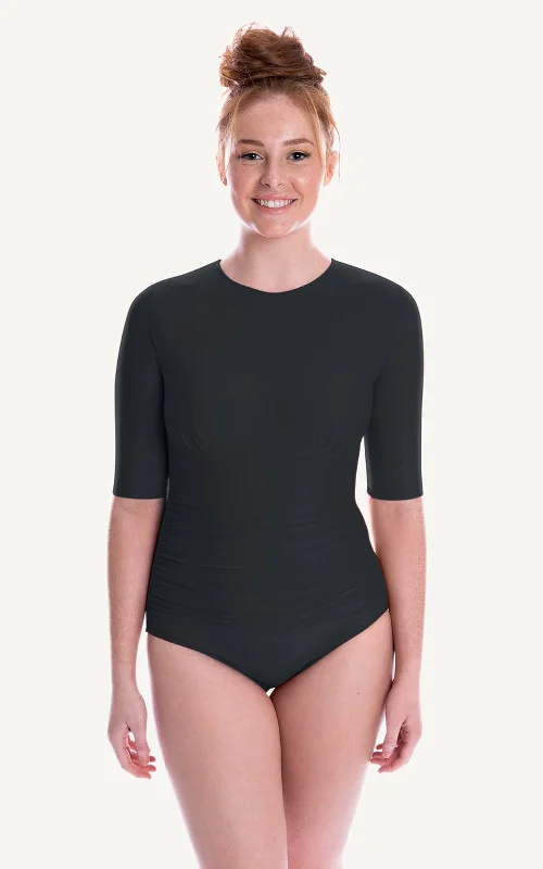 Ava Half Sleeve One Piece Swimsuit | Black