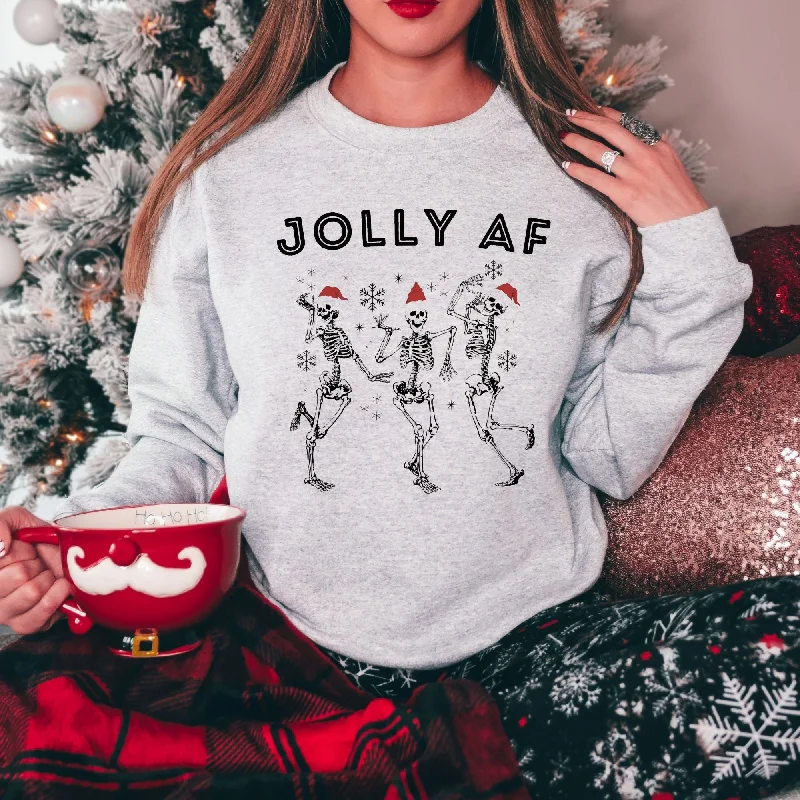 Jolly AF Skeleton with Santa Hats Crewneck Sweatshirt Holiday Season Hoodie *UNISEX FIT* Street Jolly AF Skeleton with Santa Hats Crewneck Sweatshirt Holiday Season Hoodie *UNISEX FIT* Street