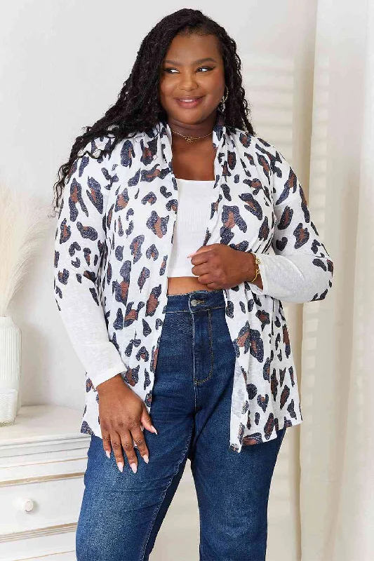 Double Take Leopard Long Sleeve Cardigan European