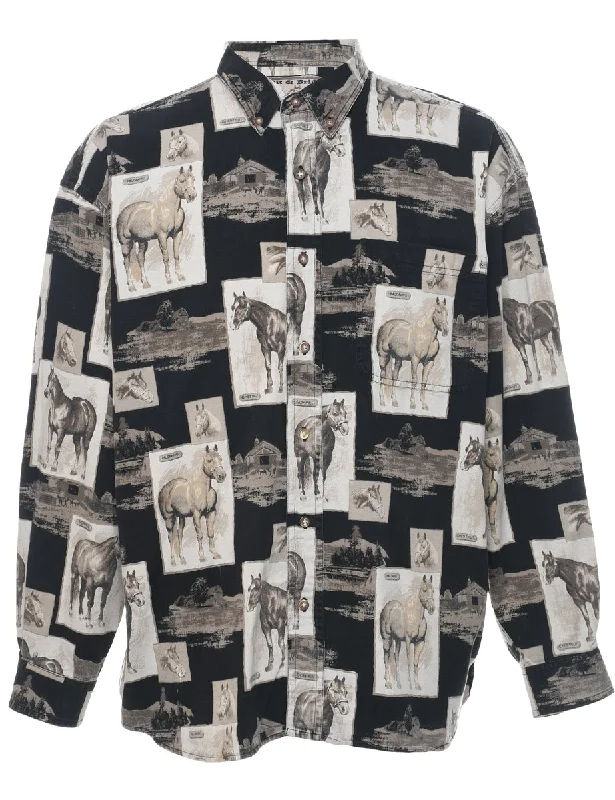 1990s Animal Print Cotton Shirt - L Gym