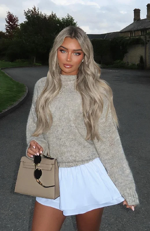 Ice Queen Knit Sweater Peppered Taupe Youthful Women's Anime - inspired