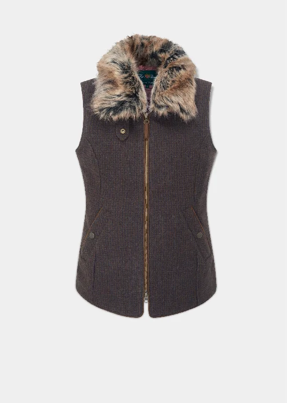 Surrey Ladies Tweed Gilet In Bramble French