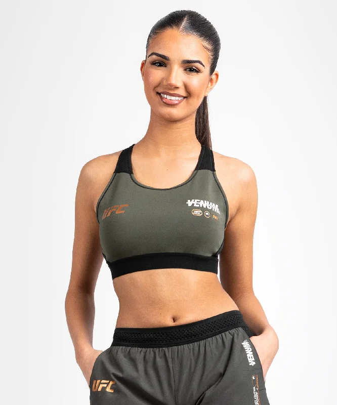 UFC Adrenaline by Venum Fight Week Women’s Sports Bra - Khaki/Bronze Stylish Women's Tropical 