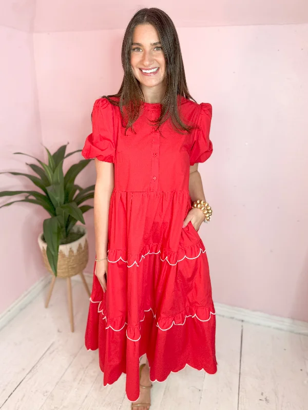 The Sara Scalloped Ruffle Maxi Dress-Red Bold Women's Animal Print