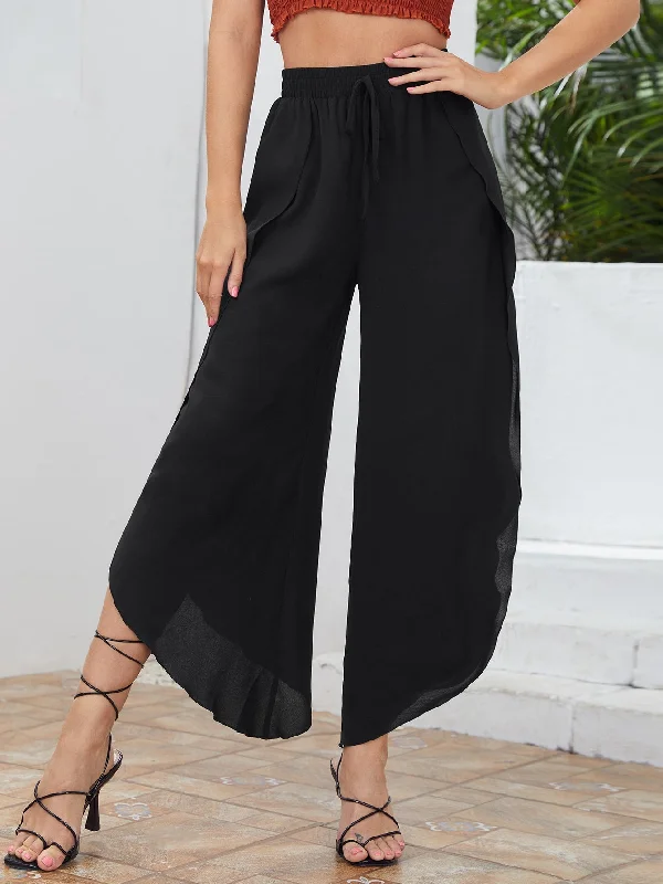 Boho Plain Split Thigh High Waist Cropped Women Pants Dynamic Women's High - energy