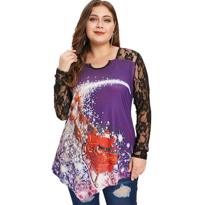 ANALUKE Christmas Top Fall Winter Long Sleeve T-Shirt British Gentlewoman Style