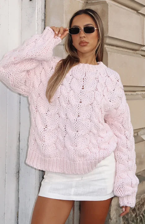 Real Feelings Oversized Knit Sweater Baby Pink Dapper Women's 1920S