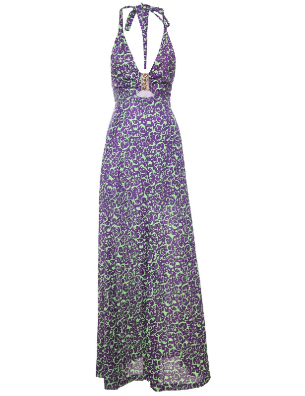 1970s Purple Maxi Dress - XS Laid - back Women's Vibe