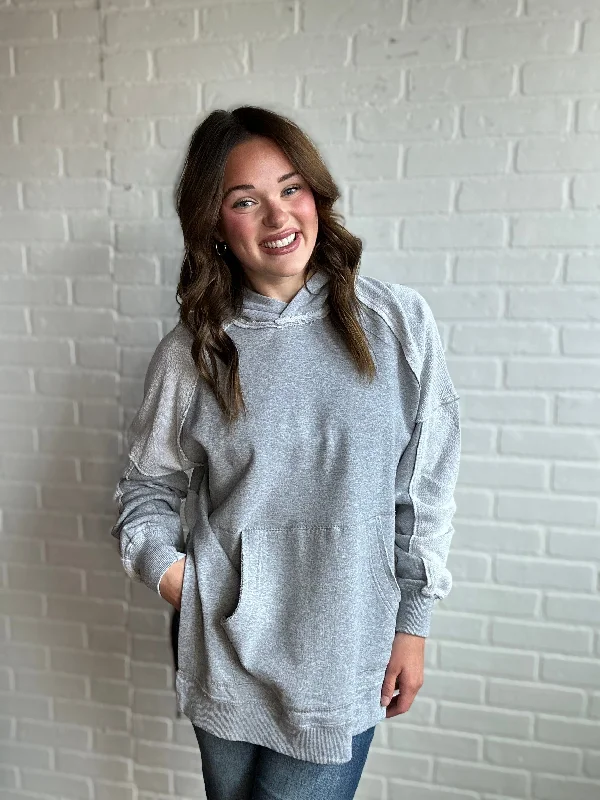 Oversized Washed Hoodie- Gray