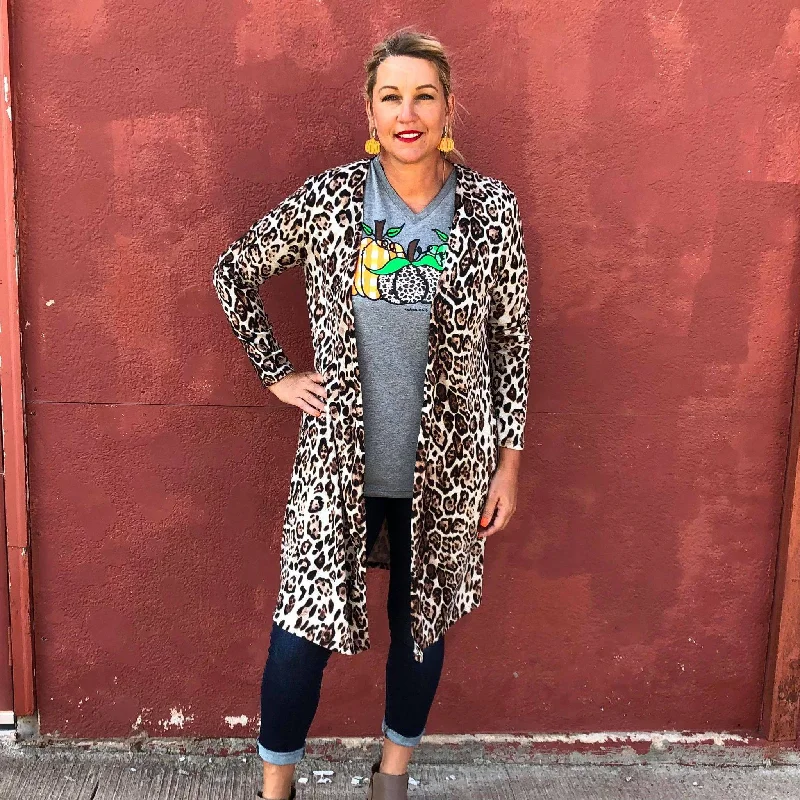 Lexi Long Leopard Cardigan Sleek Women's 
