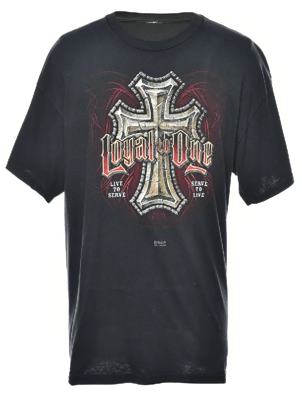 Black Printed T-shirt - L Dynamic Women's High - energy