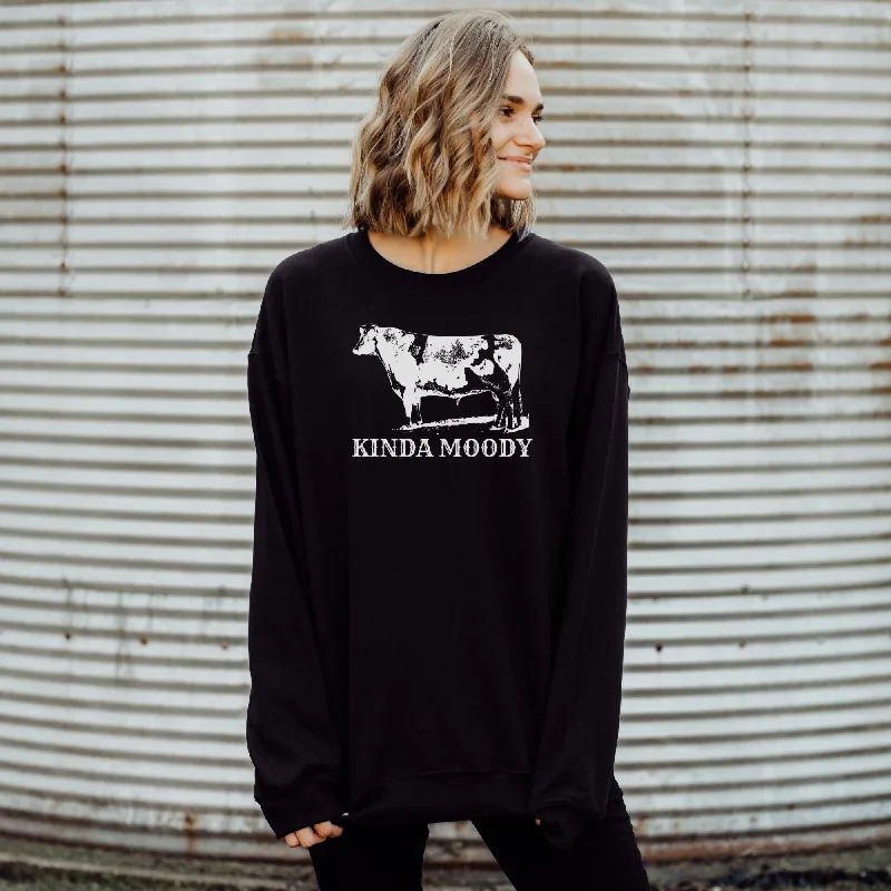 Kinda Moody Sweatshirt - Funny Cow Hoodie or Crewneck *UNISEX FIT* Youthful Women's Pop Kinda Moody Sweatshirt - Funny Cow Hoodie or Crewneck *UNISEX FIT* Youthful Women's Pop