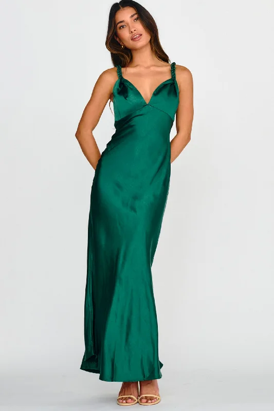 Muraya Braided Strap Maxi Dress Forest Green