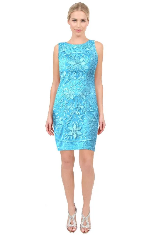 Sue Wong - Floral Embroidered Bateau Neck Dress N5215 Sharp Women's Italian