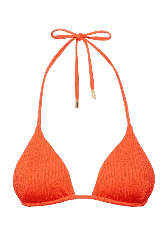Palma Top - Papaya Wide Rib Polished Women's Silk