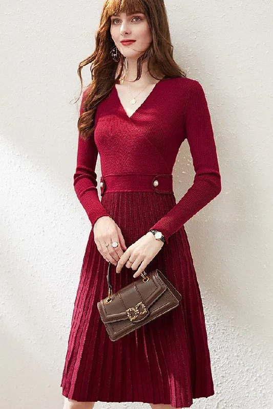Pleated Wool Blend Dress Gym