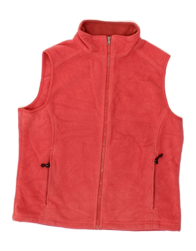 L.L.BEAN Womens Fleece Gilet UK 14 Medium Red Polyester Polished Women's Silk