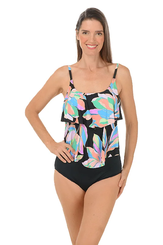 Glowing Lotus Double Tier Tankini Top Streetwear Style for 