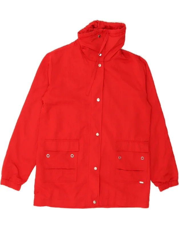VINTAGE Womens Utility Jacket UK 16 Large Red Polyester Confident Women's High - fashion