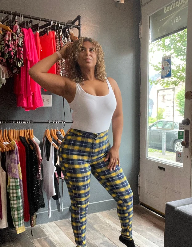 Slim Fit Plaid Jeans Hip Women's Retro