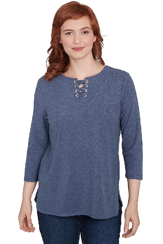 Petite Casual Luxe Grommet Laced Top