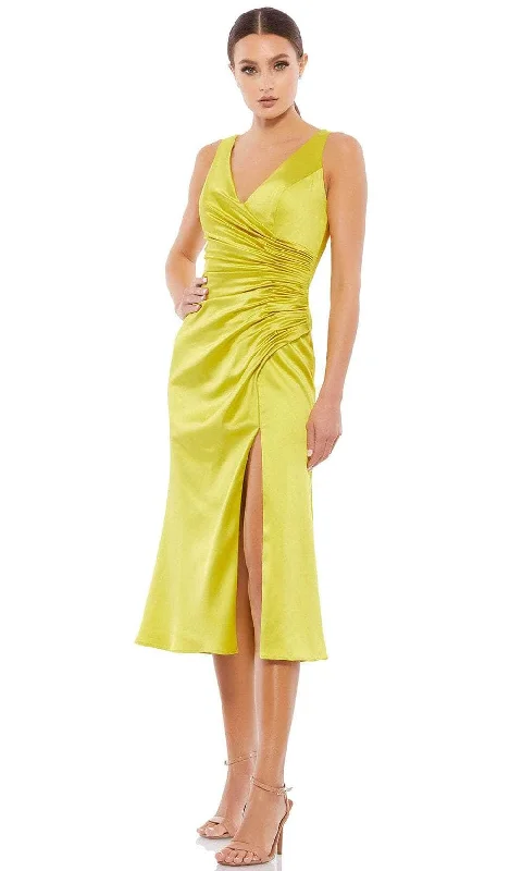 Ieena Duggal 26625 - Sleeveless Surplice Bodice Tea-Length Dress Casual Women's Loose - fitting