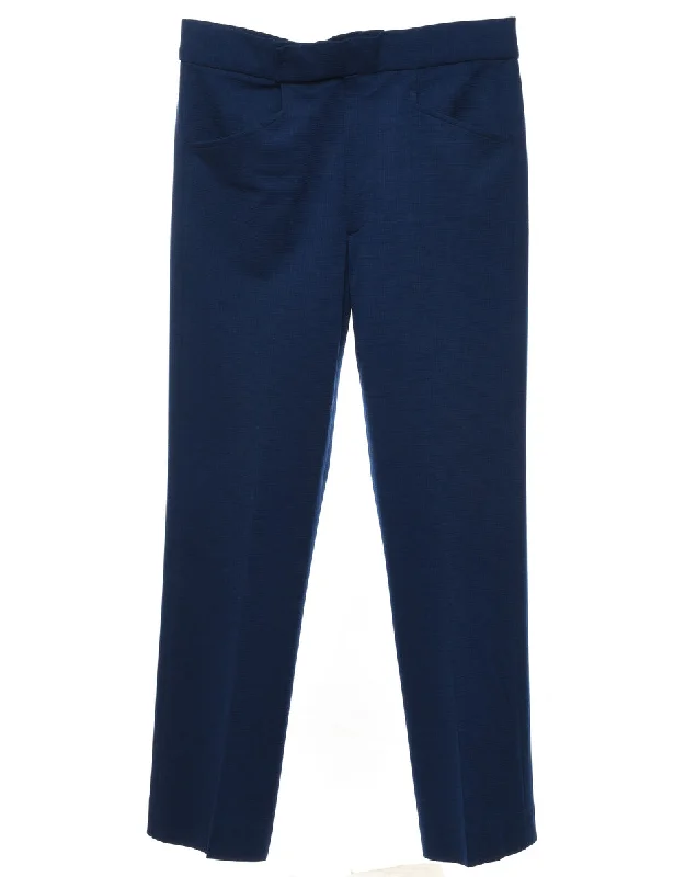1970s Navy Classic Suit Trousers - W35 L33 Trendy Women's Oversized