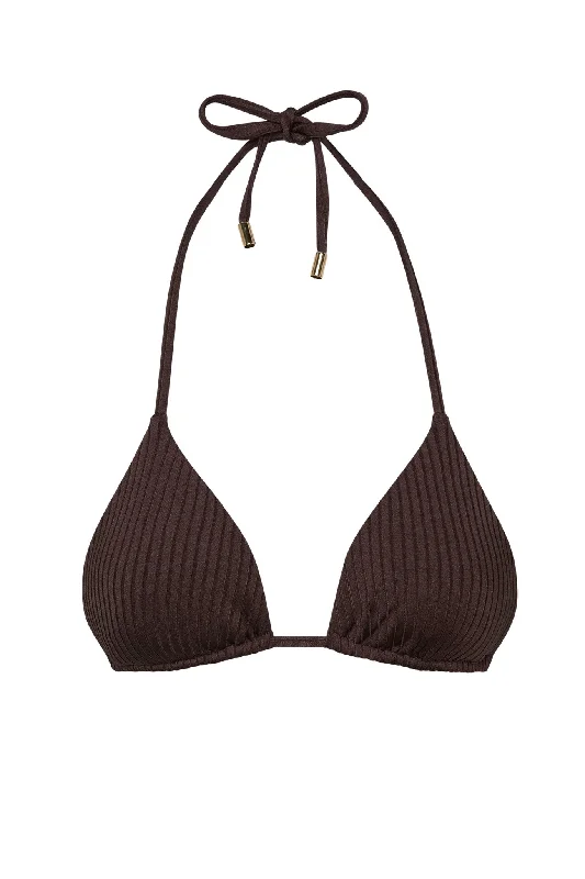 Palma Top - Espresso Wide Rib Sleek Women's Metallic
