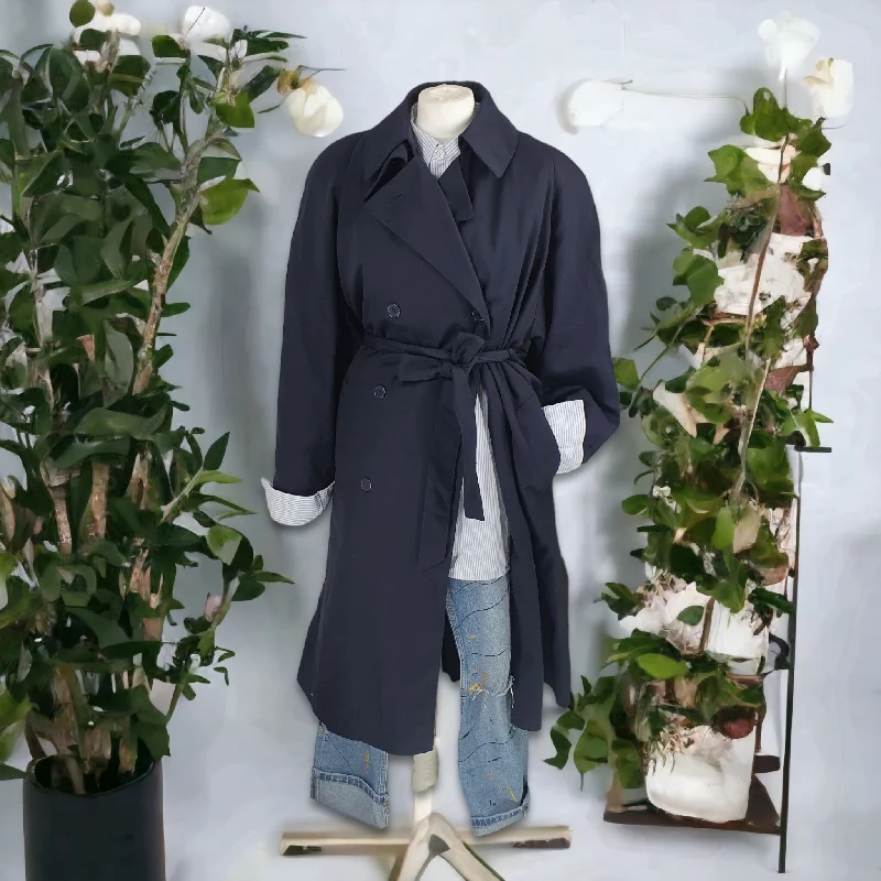 Vintage Navy 'Menzies-Dixon' oversized Trench Coat - Large Cool Women's Skate