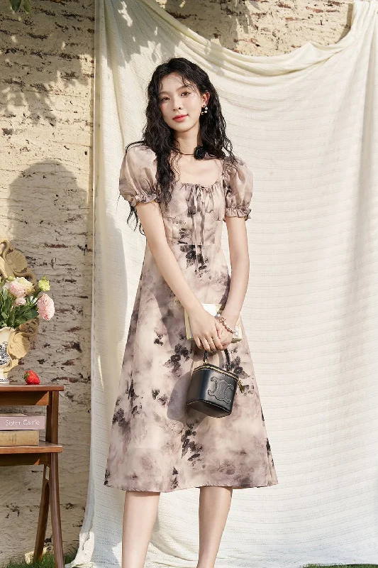 Black Floral Midi Dress for Women Athletic Women's High - 