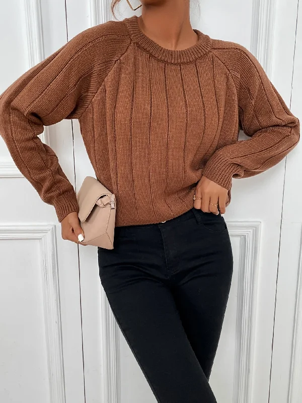 Casual Plain Long Sleeve Round Neck Regular Women Sweater Refined Women's 