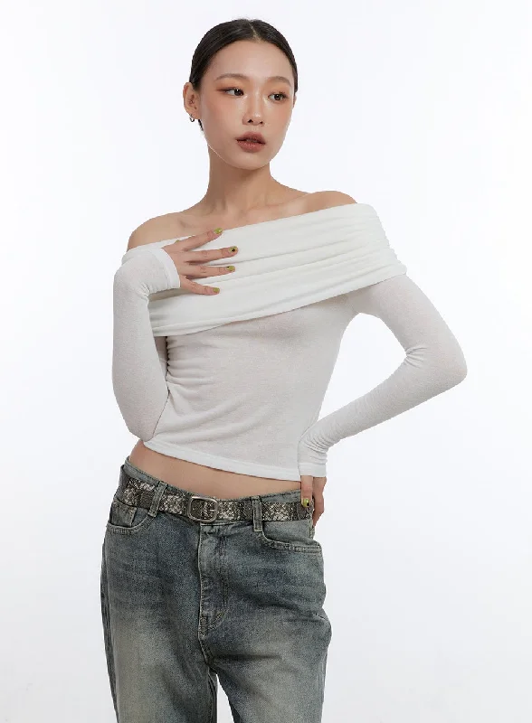 Elegant Shirred Off-Shoulder Top CN401 garde