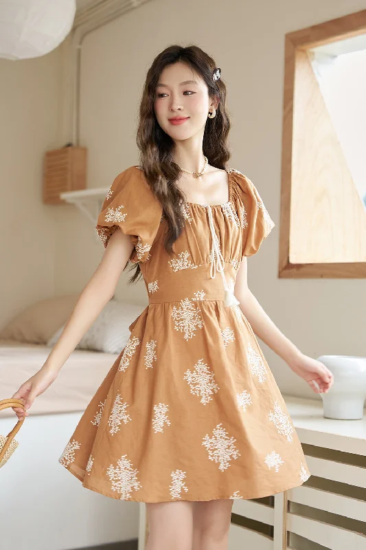 A-line Floral Midi Dress for Women European