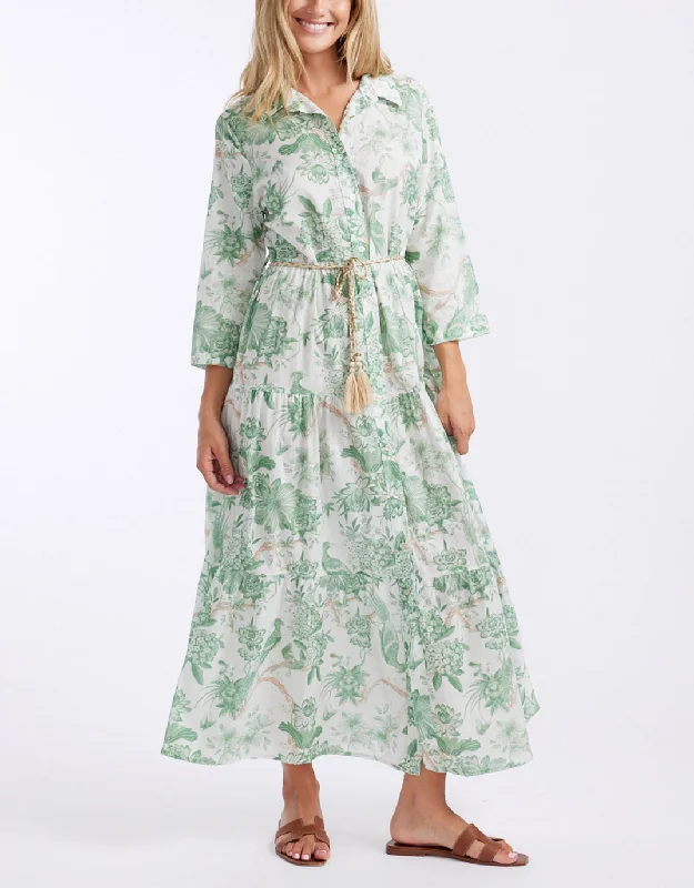 Ladies Who Lunch Dress - Bright Green Flower