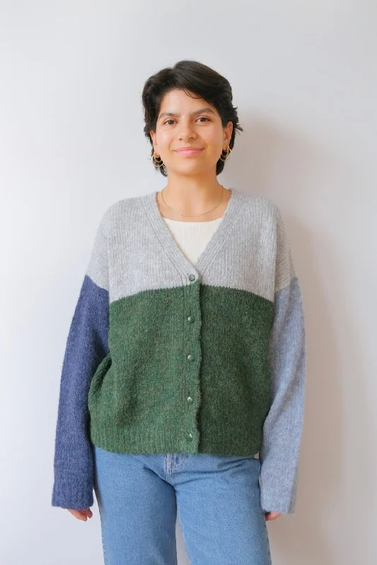 knit cardigan - delta - lake colors Geometric