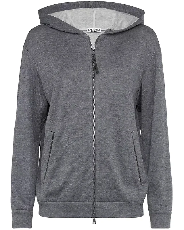 Grey Felpa Zip Hoodie