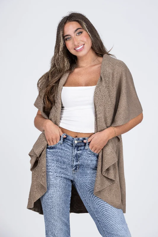 Treating Me Women's Chic Waterfall Hem Shawl Vest Cool Women's Skate