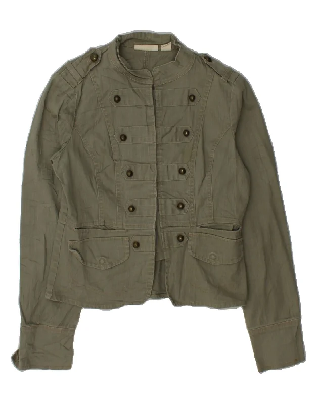 DKNY Womens Military Jacket UK 14 Medium Green Cotton