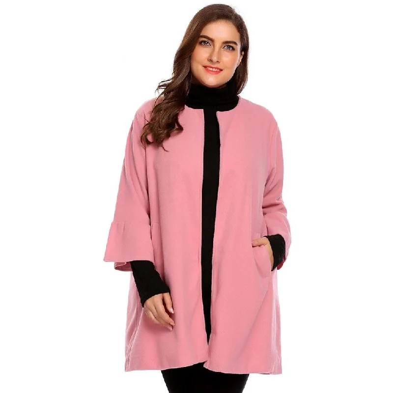 ANALUKE Solid Woolen Trench Coat Sustainable Organic