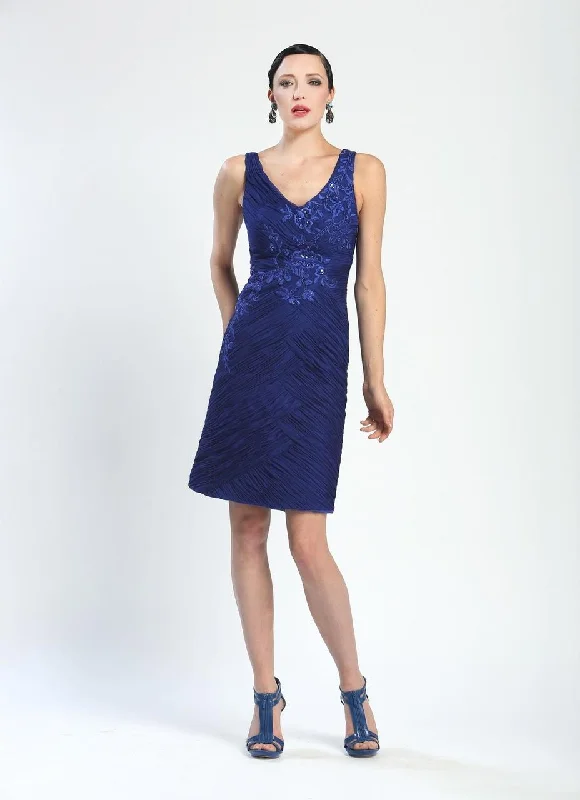 Sue Wong - Sleeveless V-Neck Ruched Chiffon Dress N4318 Traditional Women's Wool