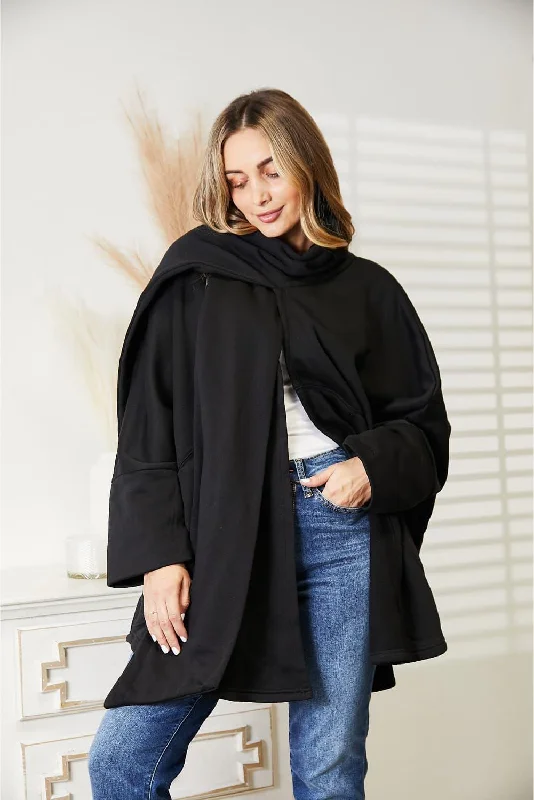 HEYSON Full Size Open Front Cardigan with Scarf Design Practical Women's Quick - dry