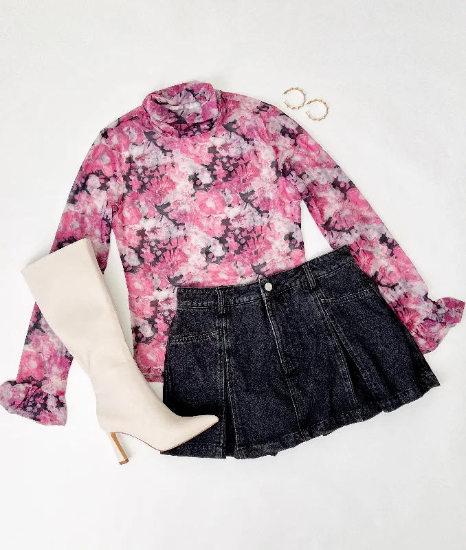 LEAVE IT TO ME MESH FLORAL TOP