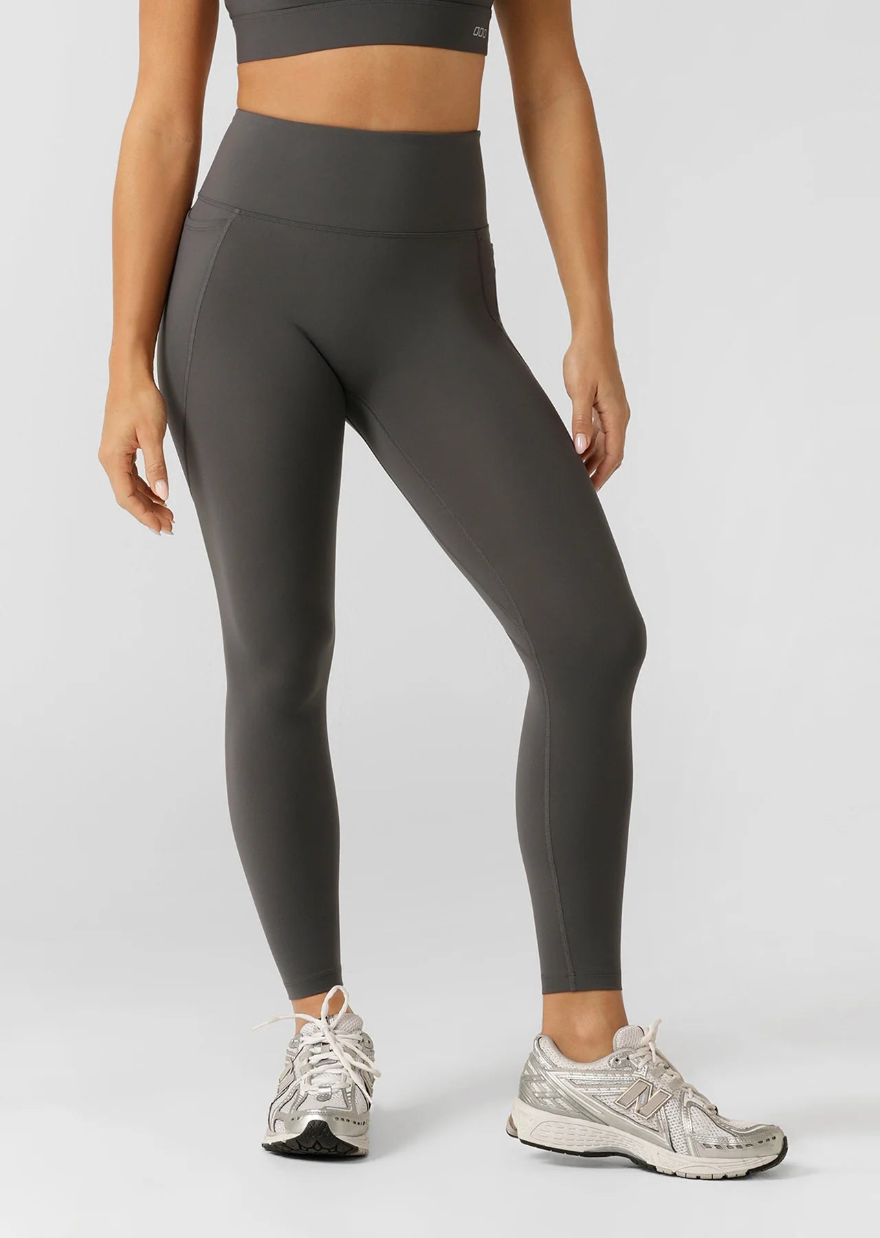 Lorna Jane Amy No Ride Phone Pocket Ankle Biter Leggings - Titanium Earthy Women's 